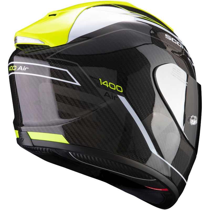 Integralny kask motocyklowy Scorpion EXO-1400 Carbon Air Beaux czarno-biało-fluo żółty