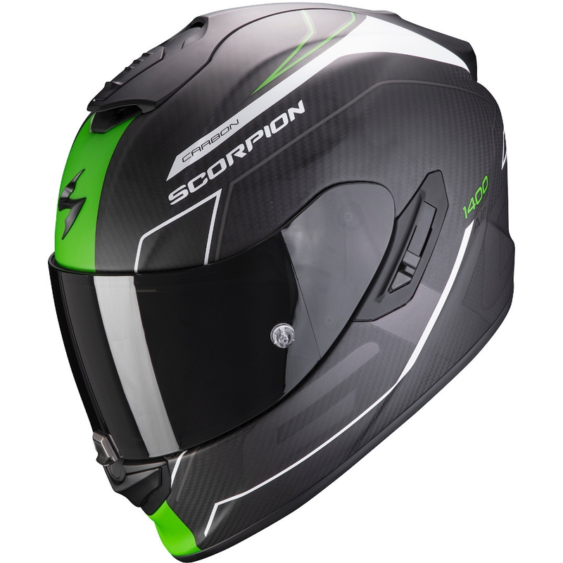 Integralny kask motocyklowy Scorpion EXO-1400 Carbon Air Beaux czarno-biało-zielony wyprzedaż