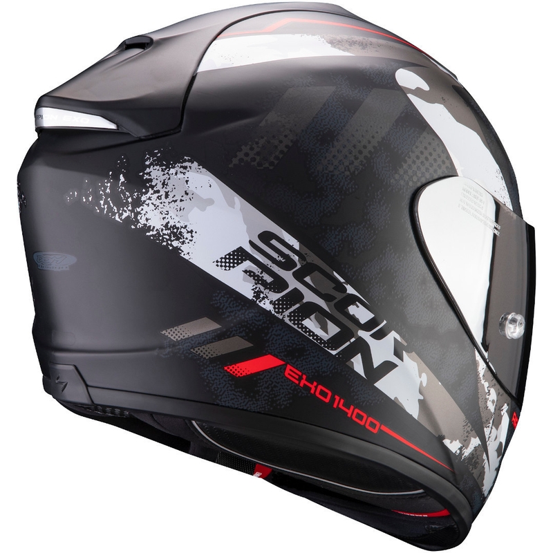 Integralny kask motocyklowy Scorpion EXO-1400 Air Sylex czarno-srebrno-czerwony