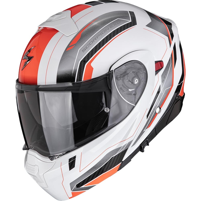 Kask motocyklowy typu flip-up Scorpion EXO-930 EVO Space biało-srebrno-czerwony