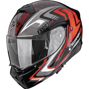 Kask motocyklowy typu flip-up Scorpion EXO-930 EVO Alpha czarno-srebrno-czerwony