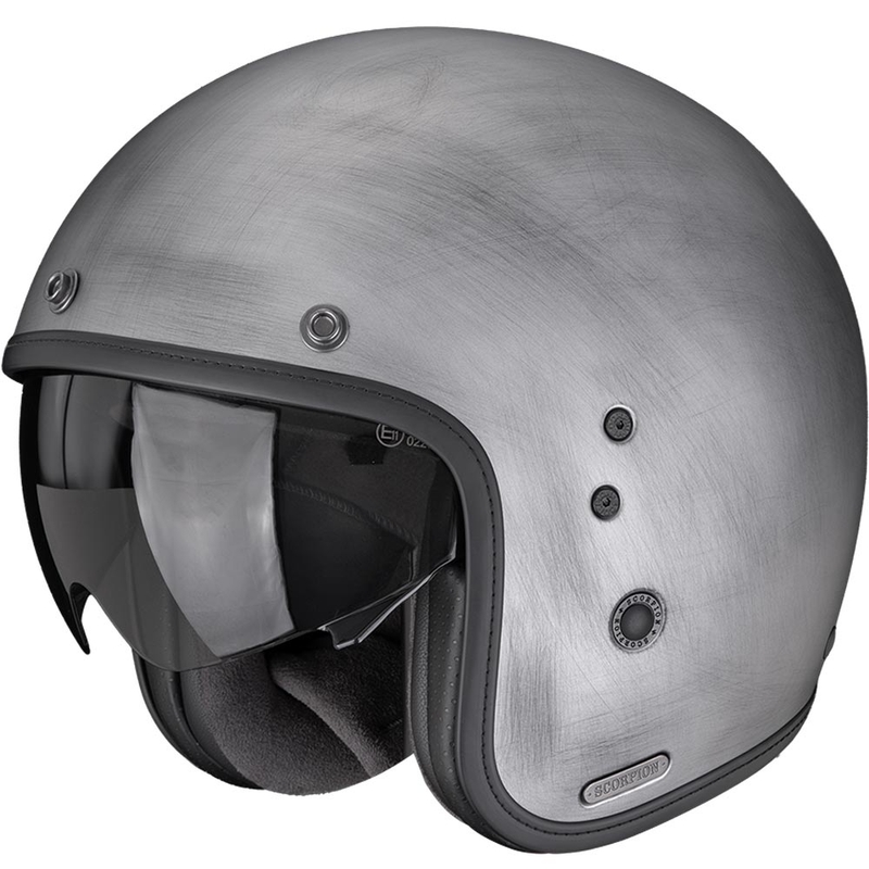 Kask motocyklowy otwarty Scorpion Belfast II Scratch w kolorze srebrnym
