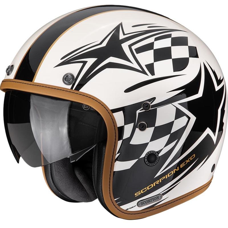 Kask motocyklowy otwarty Scorpion Belfast II Flagstone kremowo-czarny