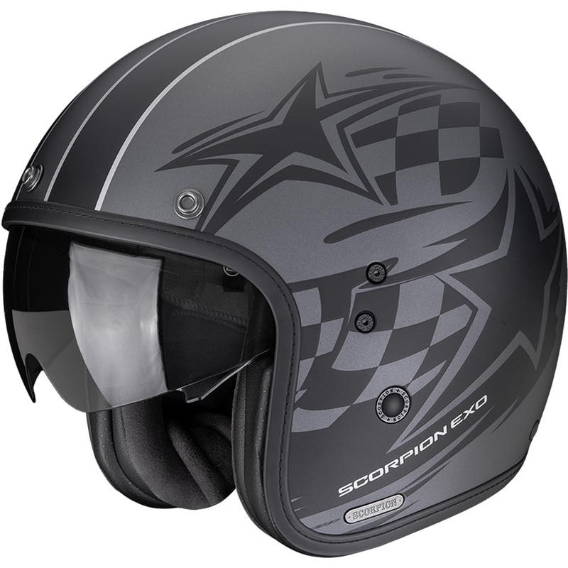 Kask motocyklowy otwarty Scorpion Belfast II Flagstone matowy srebrno-czarny