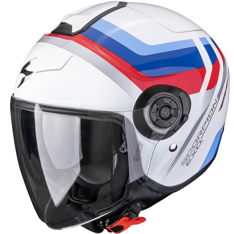 Kask motocyklowy otwarty Scorpion EXO-CITY II Sport biało-niebiesko-czerwony