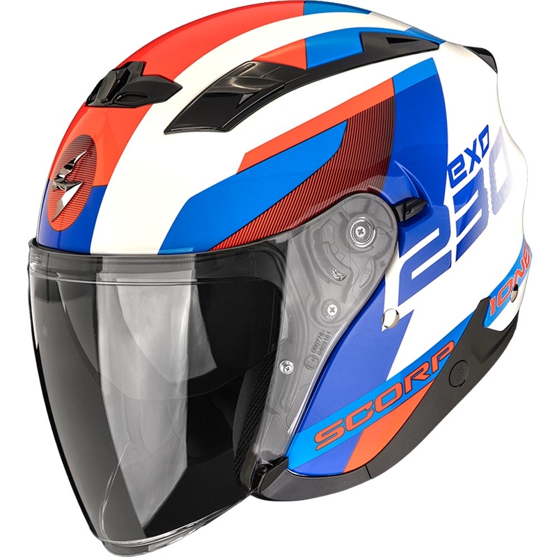 Kask motocyklowy otwarty Scorpion EXO-230 Comics biało-niebiesko-czerwony