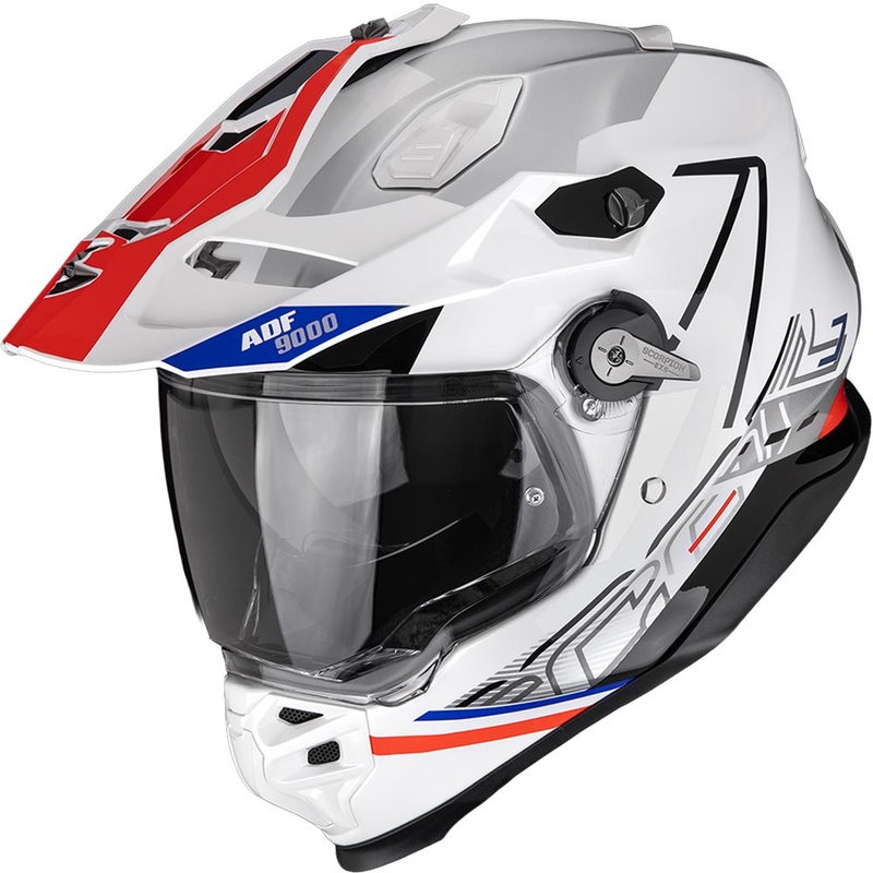 Kask enduro Scorpion ADF-9000 Air Summit biało-czerwono-srebrny