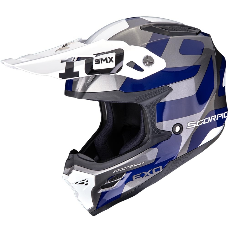 Kask motocrossowy Scorpion SMX-10 Leap srebrno-niebieski