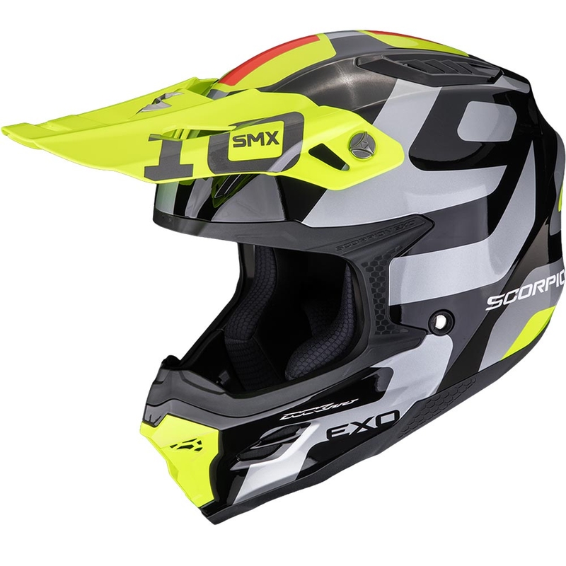 Kask motocrossowy Scorpion SMX-10 Leap czarno-srebrno-fluo-żółty