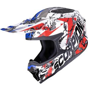 Kask motocrossowy Scorpion SMX-10 Gasoline biało-czerwono-niebiesko-pomarańczowy