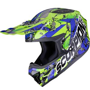 Kask motocrossowy Scorpion SMX-10 Gasoline zielono-niebiesko-czarny