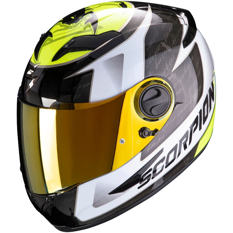 Integralny kask motocyklowy Scorpion EXO-490 Tour czarno-biało-fluo żółty wyprzedaż