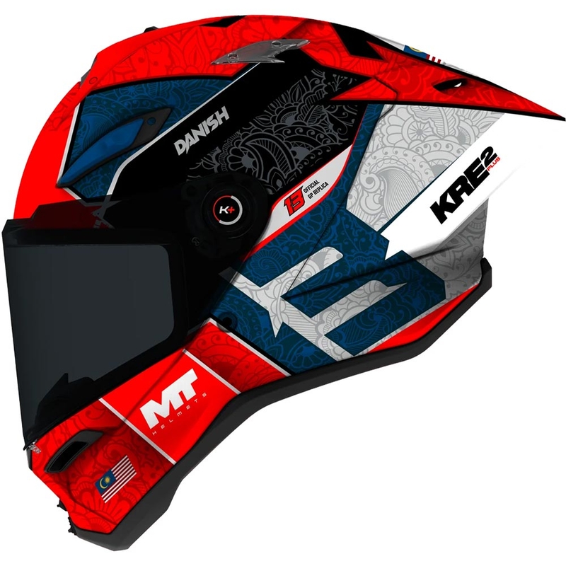 Kask motocyklowy integralny MT KRE 2 PLUS Danish 26 Season B5 czerwono-niebieski