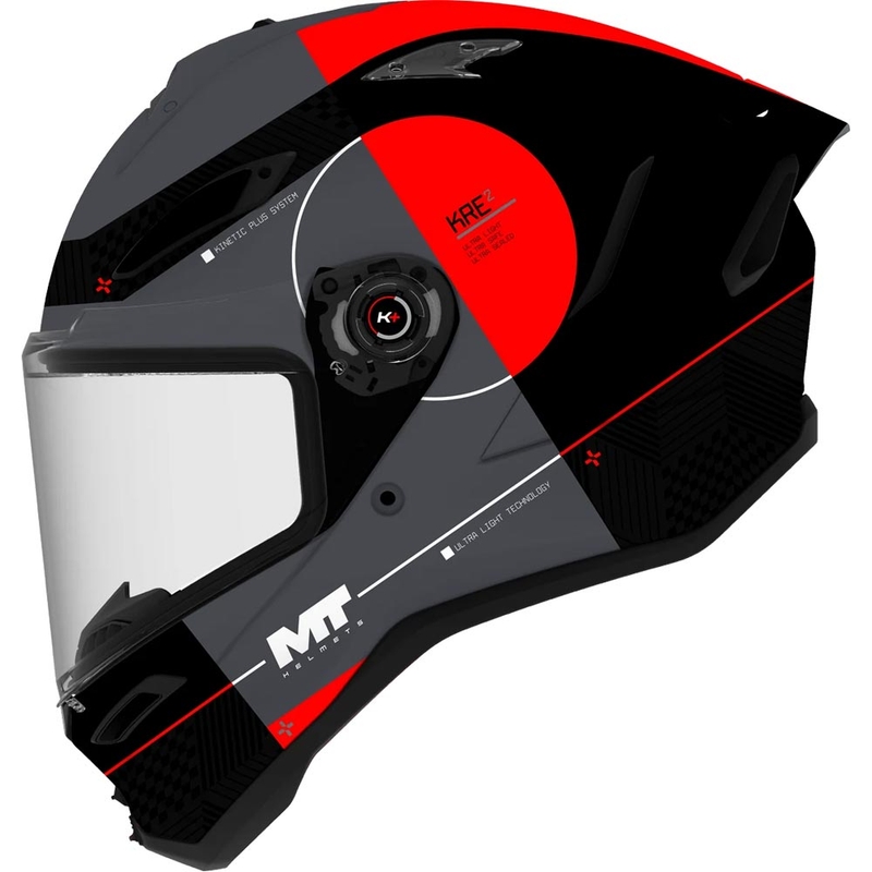Kask motocyklowy integralny MT KRE 2 Spirit B15 matowo-połyskliwy czarno-szaro-czerwony
