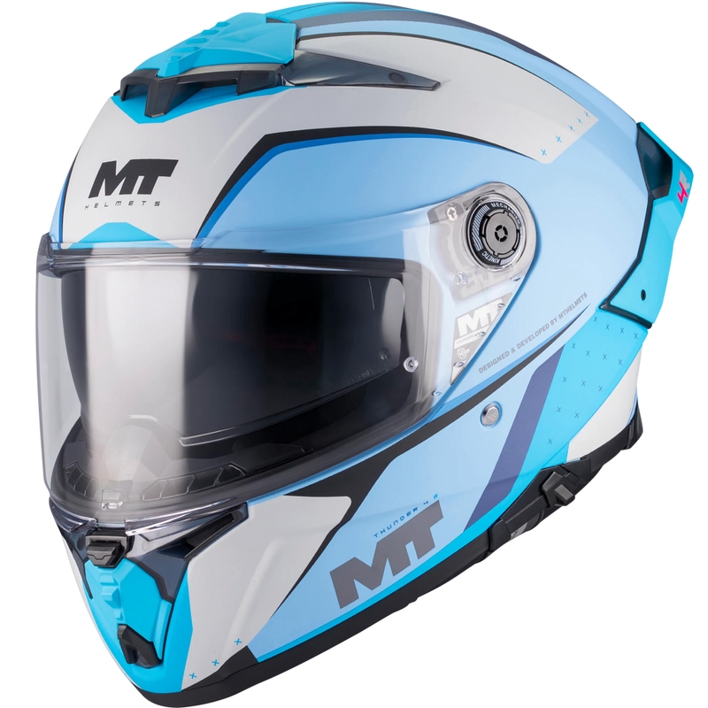Kask motocyklowy integralny MT Thunder 4 R SV Wind Tunnel C7 matowy niebiesko-szary