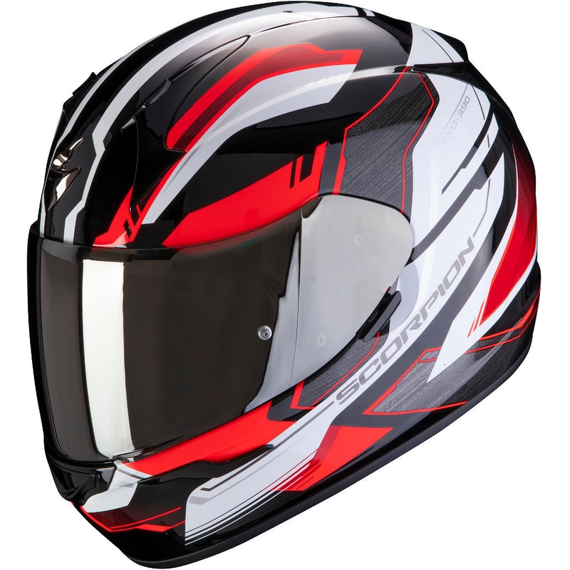 Integralny kask motocyklowy Scorpion EXO-390 Boost czarno-biało-czerwony