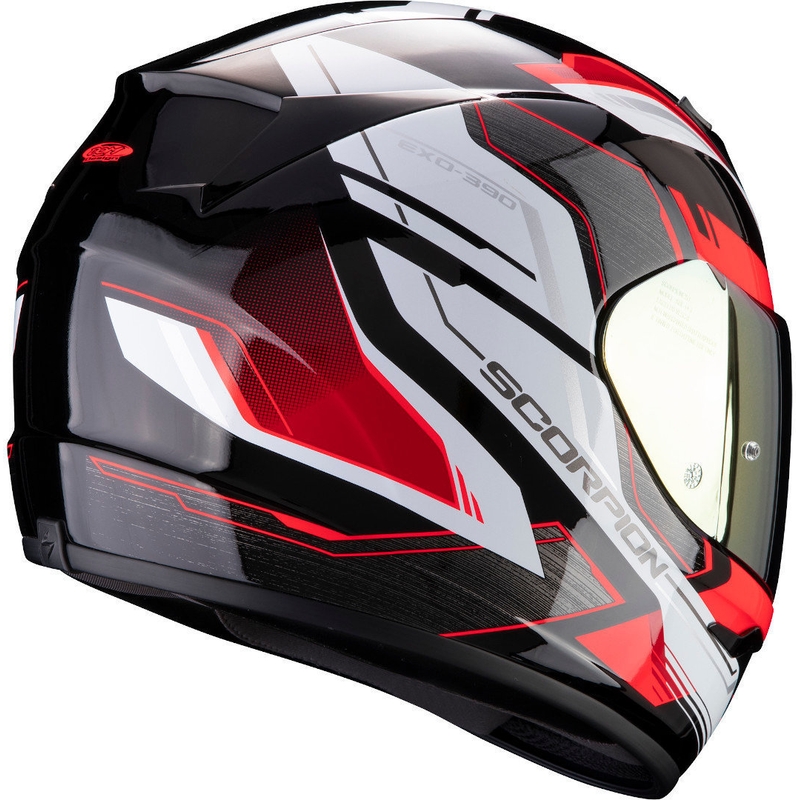 Integralny kask motocyklowy Scorpion EXO-390 Boost czarno-biało-czerwony