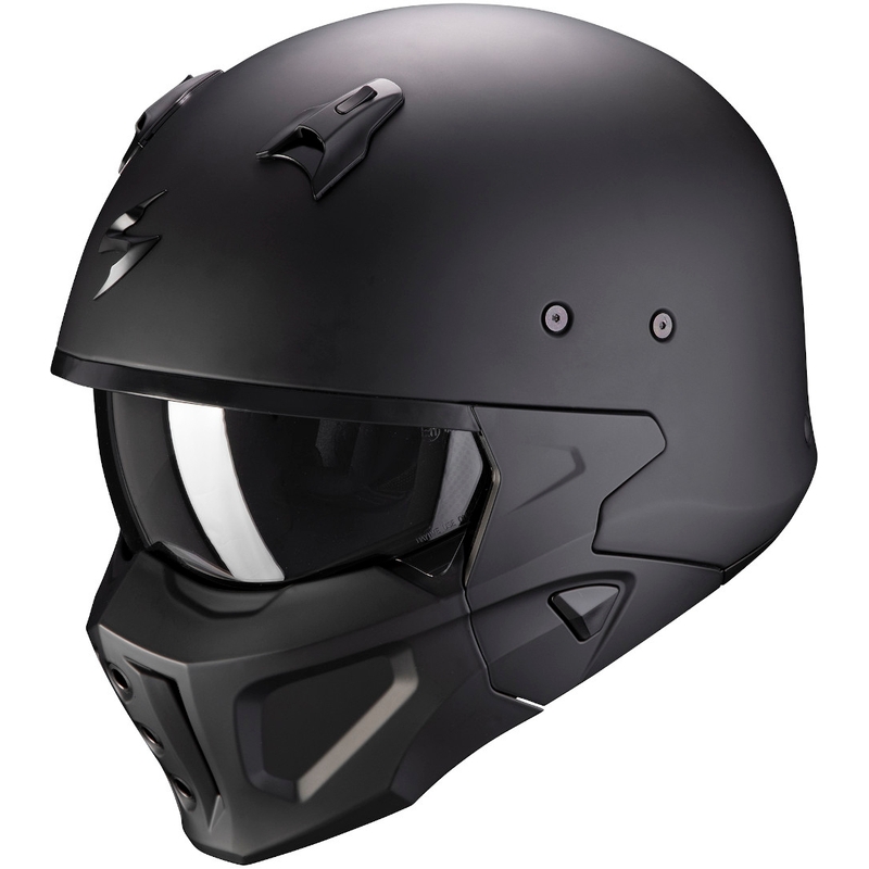 Otwarty kask z maską Scorpion COVERT-X Solid czarny matowy