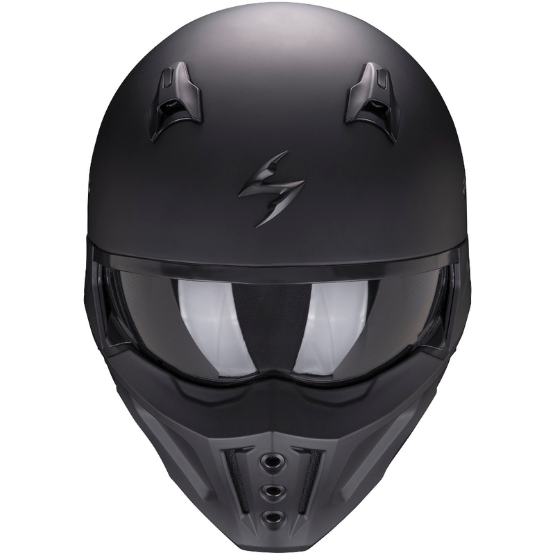 Otwarty kask z maską Scorpion COVERT-X Solid czarny matowy