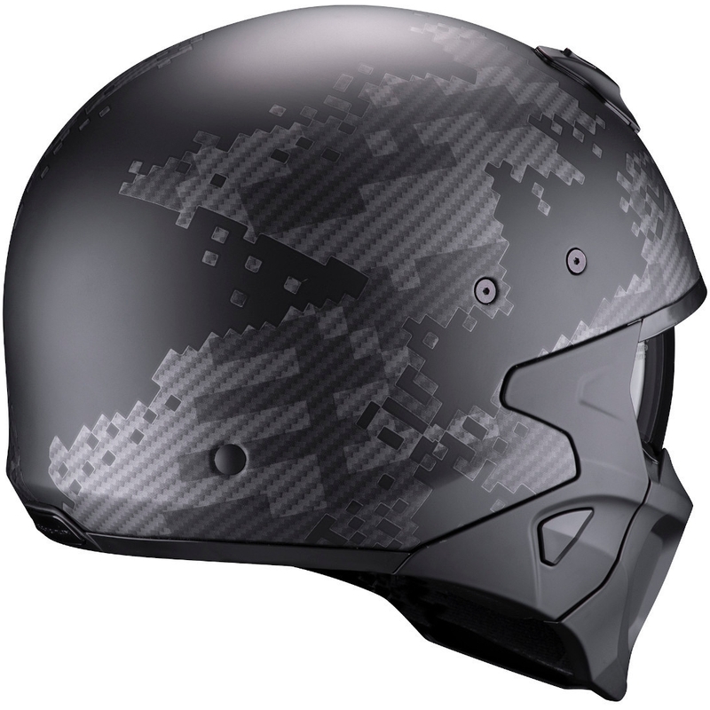 Otwarty hełm z maską Scorpion COVERT-X Xborg czarno-srebrny