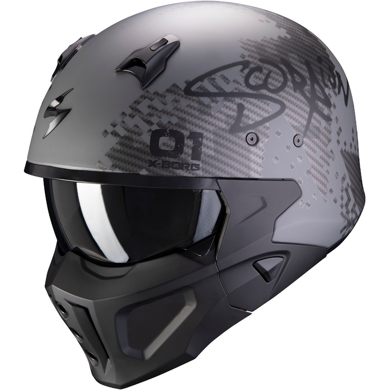 Kask motocyklowy Scorpion COVERT-X Xborg srebrno-czarny