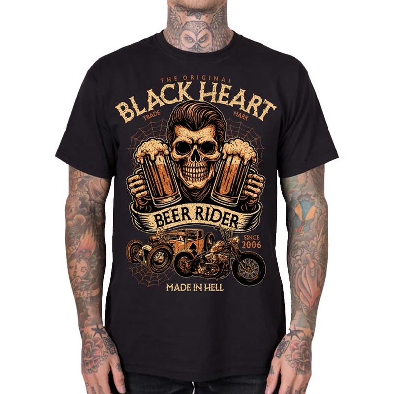 Koszulka Black Heart Beer Rider w kolorze czarnym