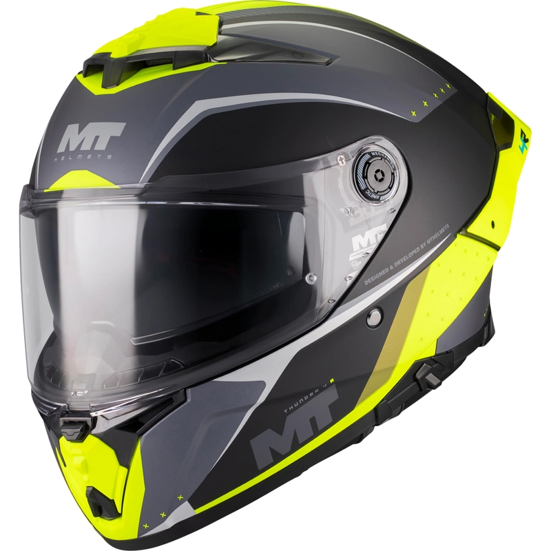 Kask motocyklowy integralny MT Thunder 4 R SV Wind Tunnel B3 czarno-szaro-fluo-żółty