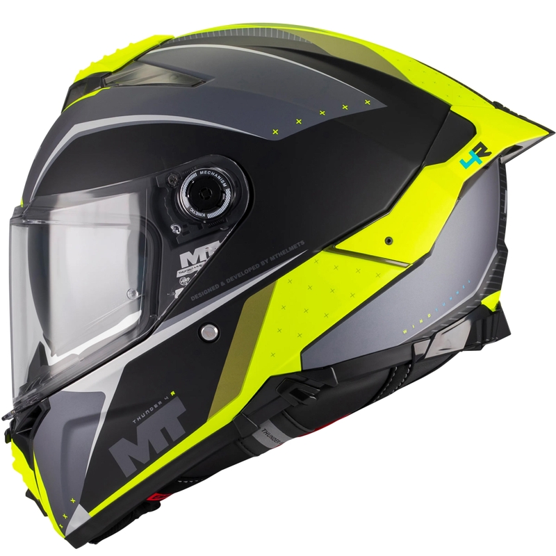 Kask motocyklowy integralny MT Thunder 4 R SV Wind Tunnel B3 czarno-szaro-fluo-żółty