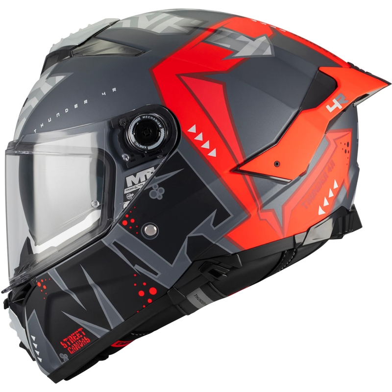 Kask motocyklowy integralny MT Thunder 4 R SV Canvas C5 czarno-szaro-czerwony