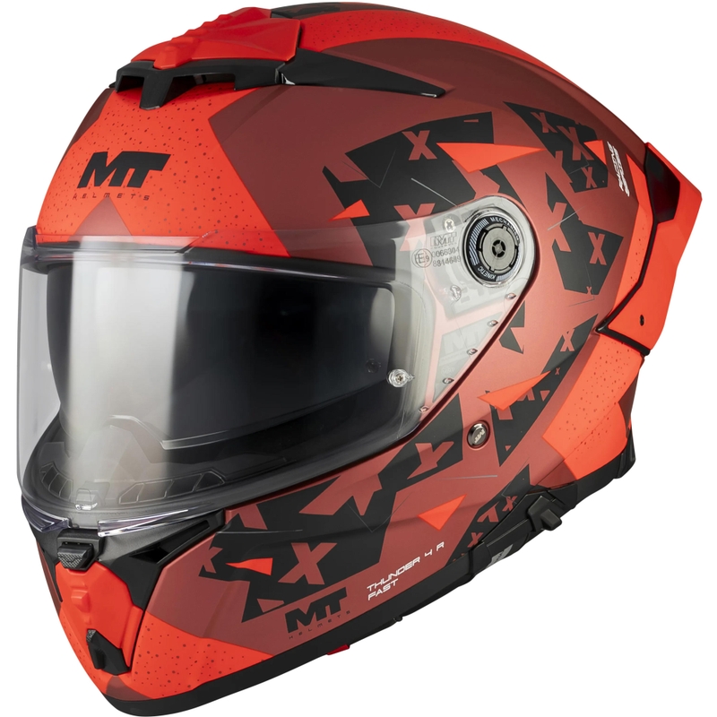 Kask motocyklowy integralny MT Thunder 4 R SV Fast C5 matowy czarno-szaro-czerwony