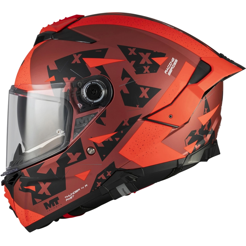 Kask motocyklowy integralny MT Thunder 4 R SV Fast C5 matowy czarno-szaro-czerwony