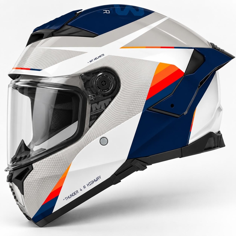 Kask motocyklowy integralny MT Thunder 4 R SV Highway A7 biało-szaro-niebieski