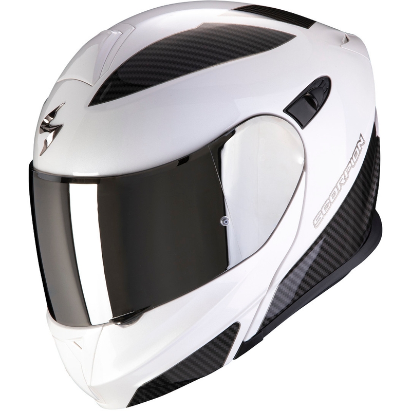 Szczękowy kask motocyklowy Scorpion EXO-920 Flux biało-srebrny