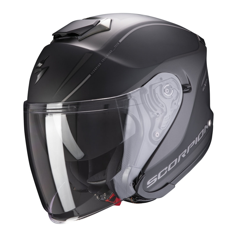 Otwarty kask motocyklowy Scorpion EXO-S1 Shadow czarno-srebrny