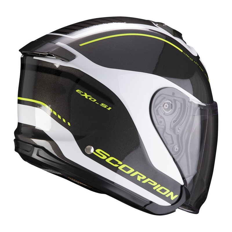 Otwarty kask motocyklowy Scorpion EXO-S1 Shadow czarno-biało-fluo żółty