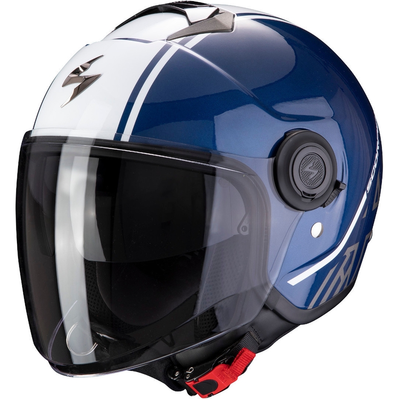 Otwarty kask motocyklowy Scorpion EXO-CITY Avenue niebiesko-biały