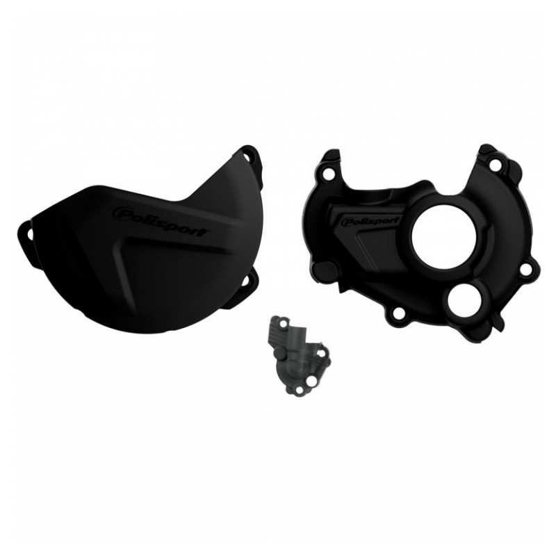 Clutch and ignition cover protector kit POLISPORT Black for YAMAHA YZ 250 F 2014-2018