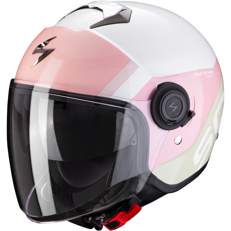 Otwarty kask motocyklowy Scorpion EXO-CITY Sympa biało-różowy wyprzedaż