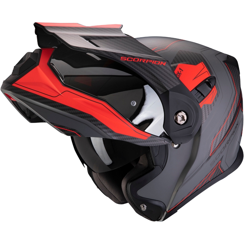 Szczękowy kask enduro Scorpion ADX-1 Tucson szaro-czerwony wyprzedaż