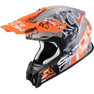 Motocrossowy kask Scorpion VX-16 Air Oratio szaro-pomarańczowy