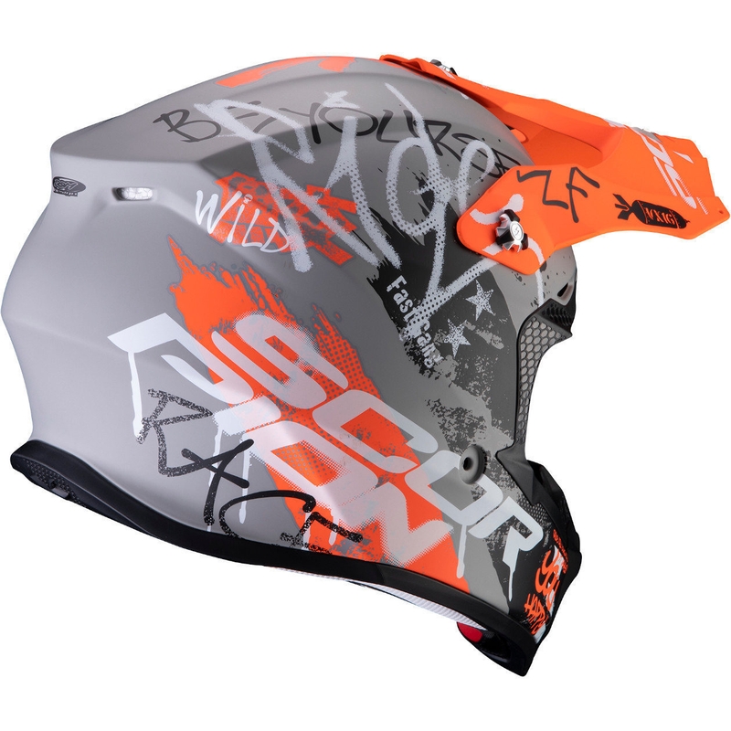 Motocrossowy kask Scorpion VX-16 Air Oratio szaro-pomarańczowy