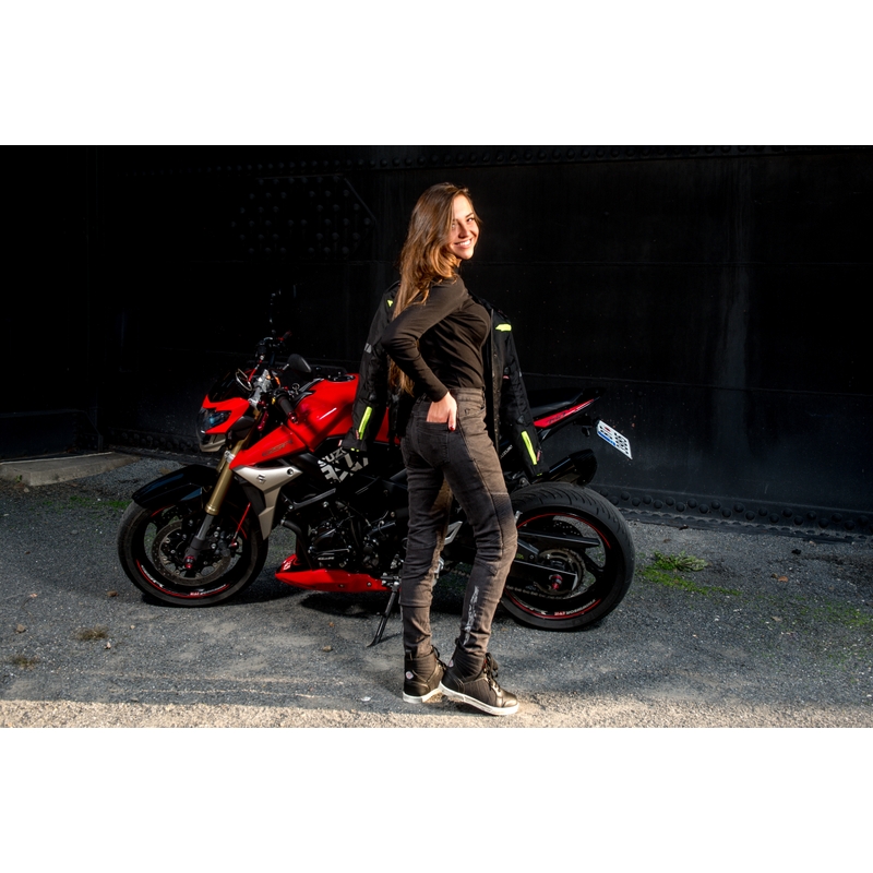 Damskie jeansy motocyklowe Street Racer Spike czarne wyprzedaż