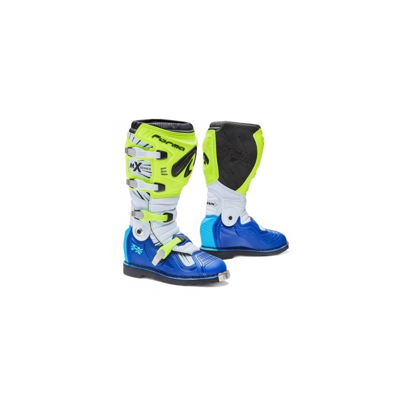 Buty motocyklowe Forma Terrain TX biało-niebiesko-fluo żółte
