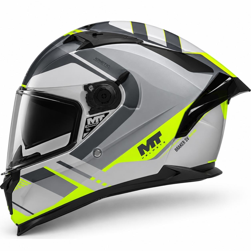 Kask motocyklowy integralny MT Braker SV Inception C2 szaro-fluo żółty