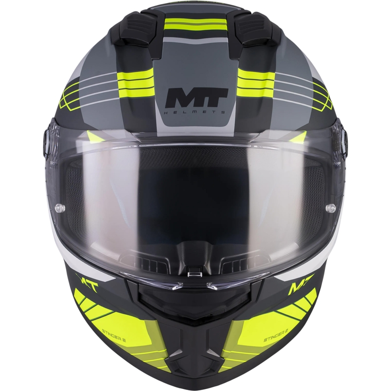 Kask motocyklowy integralny MT Stinger 2 Baldur C3 czarno-szaro-fluo-żółty