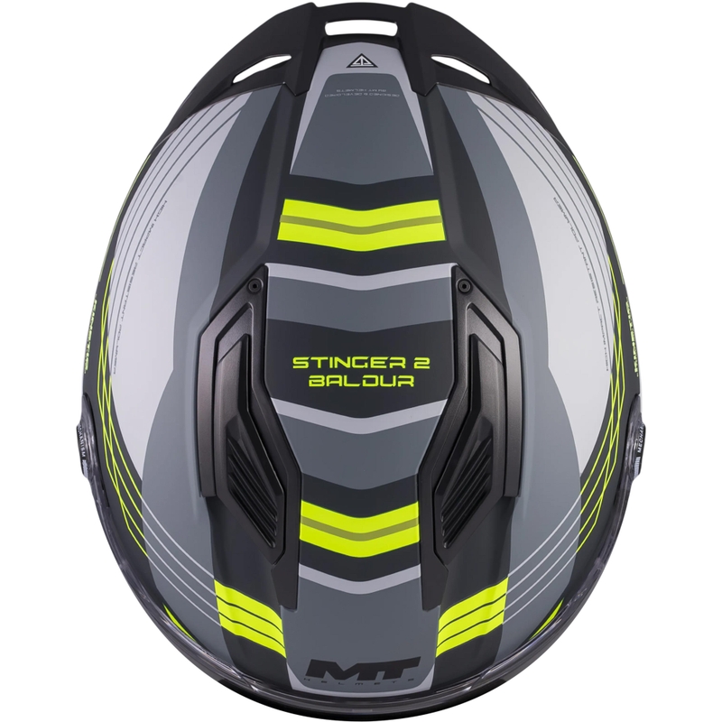 Kask motocyklowy integralny MT Stinger 2 Baldur C3 czarno-szaro-fluo-żółty
