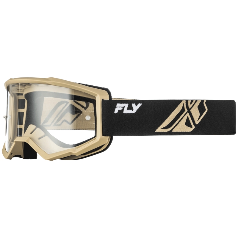 Gogle motocrossowe Fly Racing Focus czarno-khaki z przezroczystym pleksiglasem