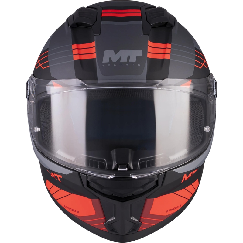 Kask motocyklowy integralny MT Stinger 2 Baldur C15 matowy czarno-szaro-czerwony