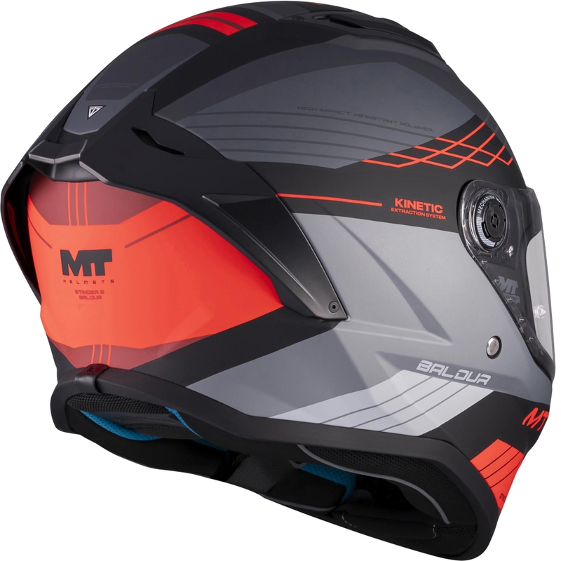 Kask motocyklowy integralny MT Stinger 2 Baldur C15 matowy czarno-szaro-czerwony