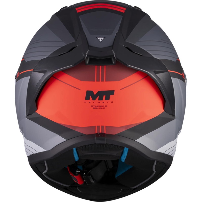 Kask motocyklowy integralny MT Stinger 2 Baldur C15 matowy czarno-szaro-czerwony